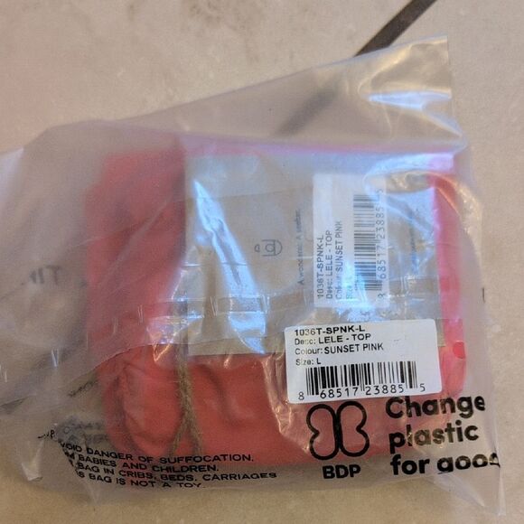 NWT Stone Fox Swim Lele Top Sunset Pink Bandau Bikini Revolve L - Picture 2 of 11